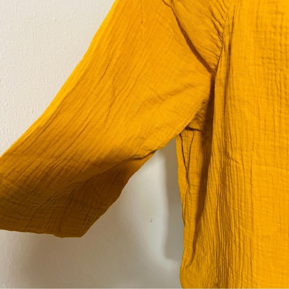 Madewell Women’s Large Gauze Button-Front Raglan Top Mustard Super Soft EUC - Picture 4 of 7